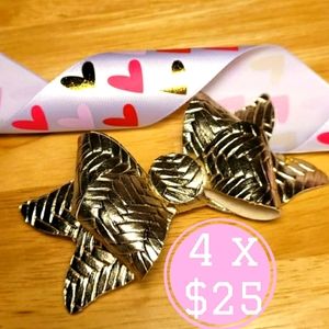 Faux leather golden hair Bow